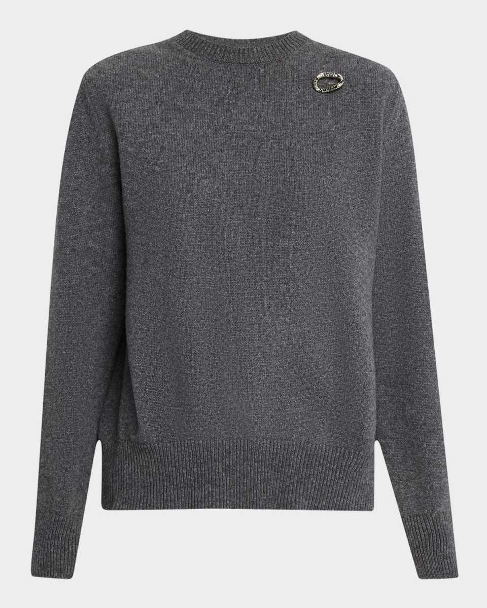 Draped Panel Wool-Cashmere Crewneck Sweater